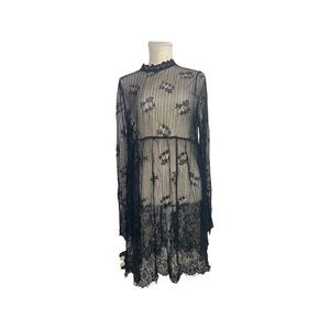 Forever 21 High neck, lace, see-through, long-sleeve dress